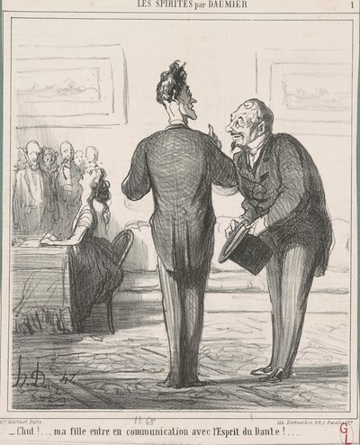 Stil...! Mijn dochter is aan het communiceren... door Honoré Daumier