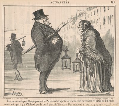 Onmisbare voorzorgsmaatregel die de Parijzenaars nemen... door Honoré Daumier