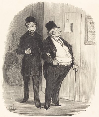 Een dag van benefietvoorstelling... door Honoré Daumier