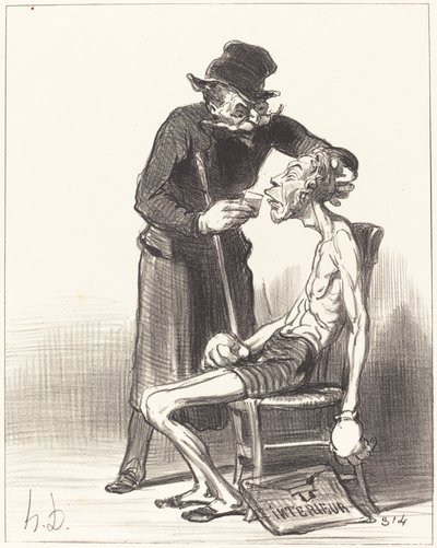 Een ongelukkige worstelaar door Honoré Daumier