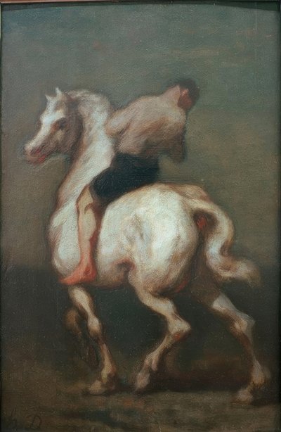 Een Man op een Wit Paard door Honoré Daumier