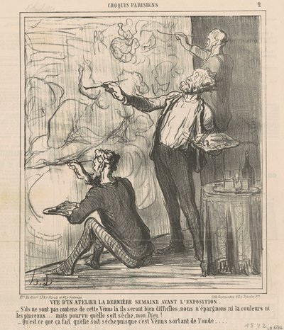 Uitzicht op een atelier... door Honoré Daumier