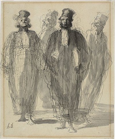 Vier advocaten door Honoré Daumier