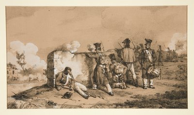 Soldaten in Schermutselingen door Emile Jean Horace Vernet