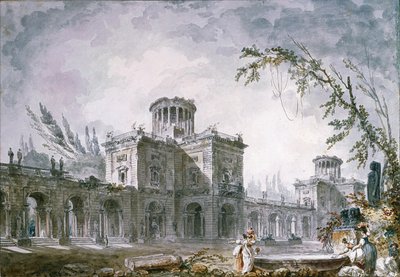 Architectonische fantasie, 1760 door Hubert Robert