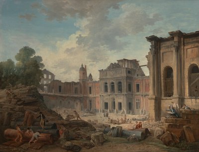 Sloop van het kasteel van Meudon door Hubert Robert