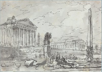 Fantasie over een Oud Campidoglio door Hubert Robert