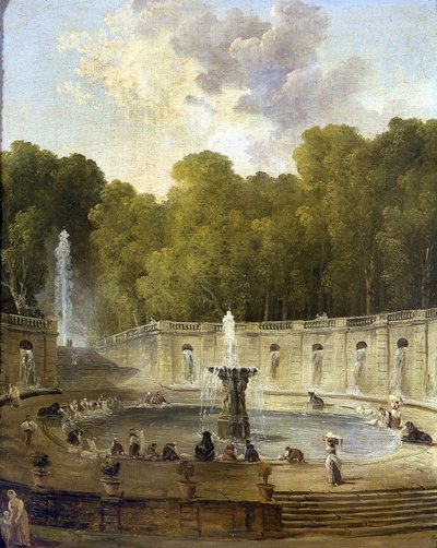 Wasvrouwen in een park door Hubert Robert