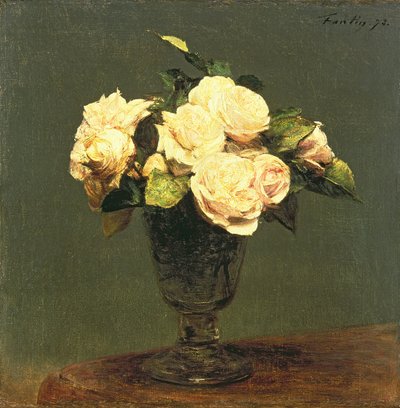 Witte rozen, 1873 door Ignace Henri Jean Fantin Latour