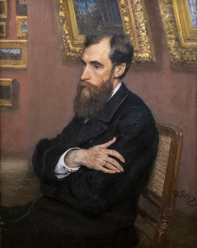 Portret van Pavel Mikhailovich Tretyakov door Ilya Efimovich Repin