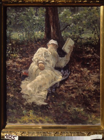 Tolstoi rustend in het bos door Ilya Efimovich Repin