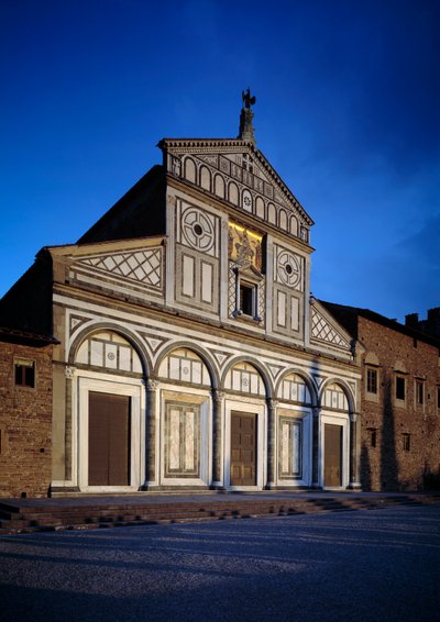 Voorgevel van de kerk door Italian School