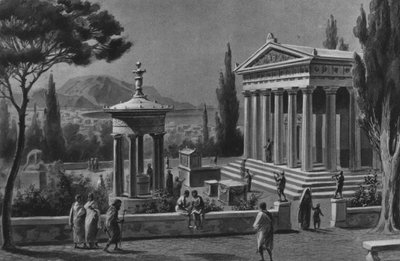 Pompei: Tempel van Hercules (litho) door Italian School