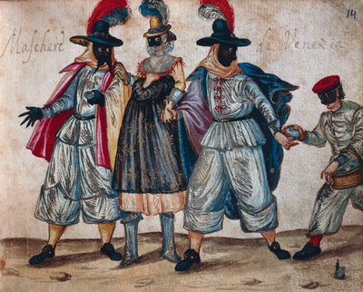 Venetiaanse gemaskerde personages tijdens Carnaval door Italian School
