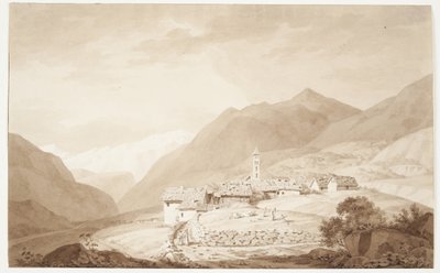 Het dorp Airolo in de Alpen door J.L. Lund