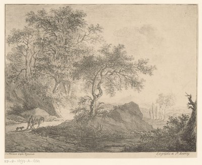 Ezeldrijver in berglandschap door Jacobus Adrianus Weiland