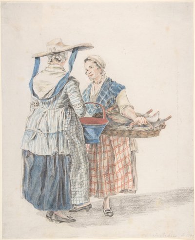 Twee marktvrouwen, 1789 door Jacobus Perkois