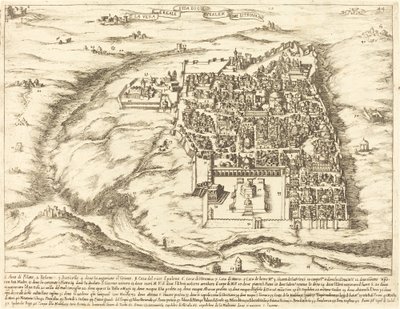 Luchtfoto van de Stad Jeruzalem door Jacques Callot