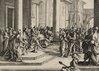 Jezus en de overspelige vrouw door Jacques Callot