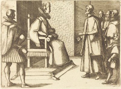 De gezant van Toscane bedankt de koningin door Jacques Callot