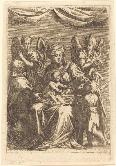 De Heilige Familie met twee engelen door Jacques Callot