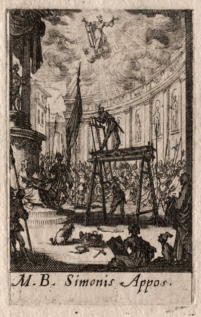 Het Martelaarschap van de Apostelen: St. Simon door Jacques Callot