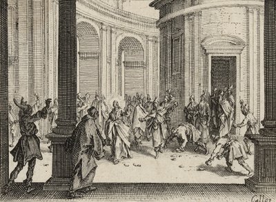 De kooplieden verdreven uit de tempel door Jacques Callot