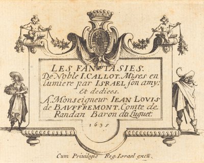 Titelpagina voor "De Fantasieën" door Jacques Callot