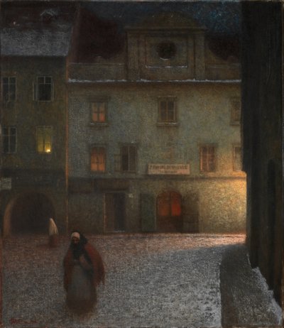 Avondstraat door Jakub Schikaneder