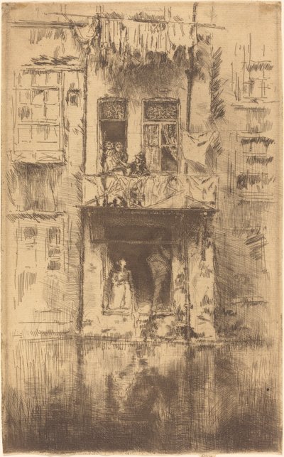 Balkon, Amsterdam, 1889 door James Abbott McNeill Whistler