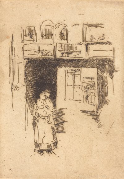 Vogelkooien, Drury Lane, c. 1886-1888 door James Abbott McNeill Whistler