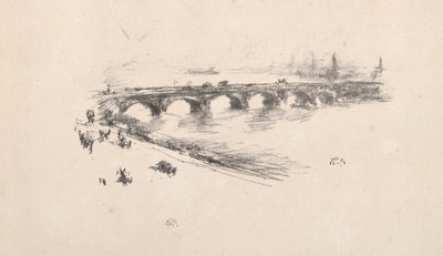 Avond, Little Waterloo Bridge, 1896 door James Abbott McNeill Whistler