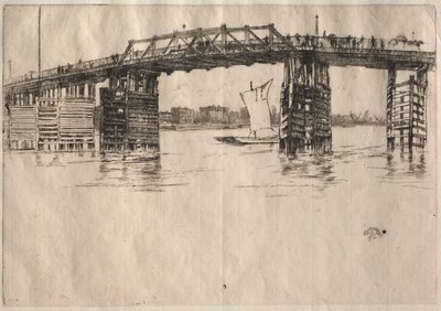 Oude Battersea Brug door James Abbott McNeill Whistler