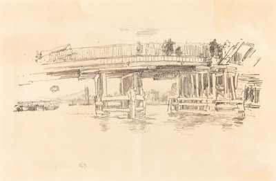 Oude Battersea Brug, 1879-1887 door James Abbott McNeill Whistler