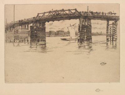 Oude Battersea Brug, 1879 door James Abbott McNeill Whistler