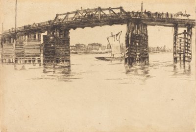 Oude Battersea-brug, 1879 door James Abbott McNeill Whistler