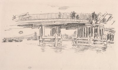 Oude Battersea Brug, 1879 door James Abbott McNeill Whistler