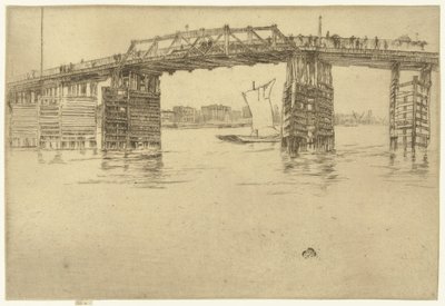 Oude Battersea-brug door James Abbott McNeill Whistler