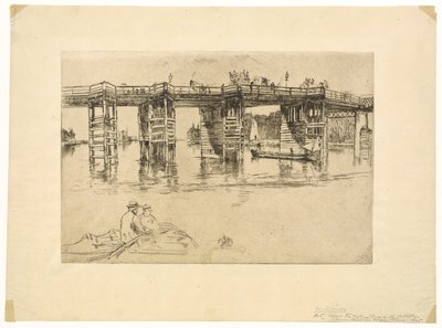 Oude Putney Bridge, 1879 door James Abbott McNeill Whistler