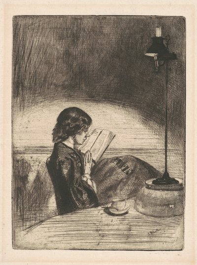 Lezen bij Lamplicht, 1859 door James Abbott McNeill Whistler