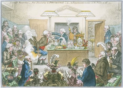 Chemische lezing, 1802 door James Gillray