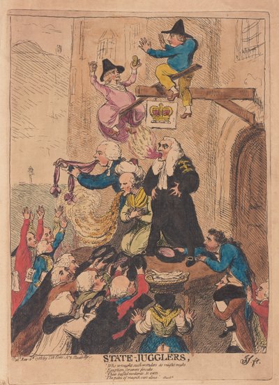 Staatsgoochelaars, uitgegeven 1788 door James Gillray