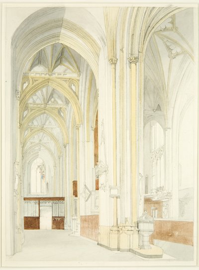 Interieur van de kathedraal van Bristol (onafgewerkt) door James Johnson