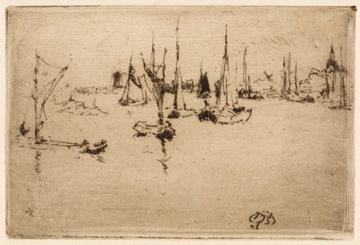 Barges, Dordrecht door James Abbott McNeill Whistler