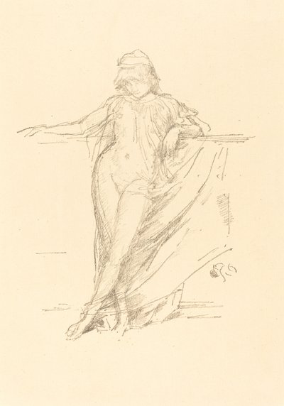 Kleine gedrapeerde figuur, leunend door James Abbott McNeill Whistler