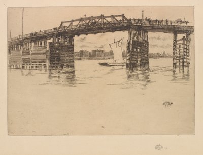 Oude Battersea-brug door James Abbott McNeill Whistler