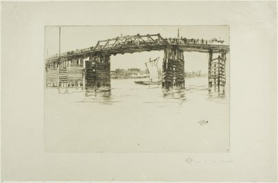 Oude Battersea-brug door James Abbott McNeill Whistler