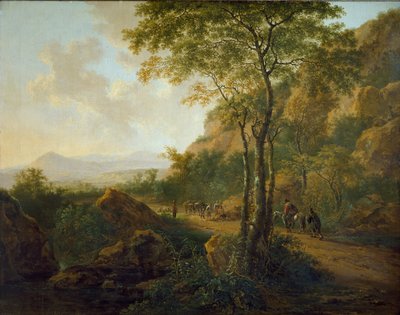 Italiaans Landschap met Muilezeldrijvers, ca. 1629-1652 door Jan Dirksz Both