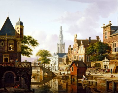 Een Nederlandse stad langs een kanaal door Jan Hendrik Verheyen