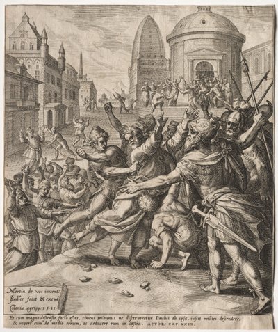 De arrestatie van St. Paulus, 1581 door Jan I Sadeler